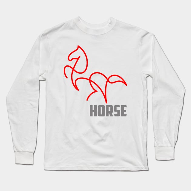 RED LINE HORSE Long Sleeve T-Shirt by SAMELVES